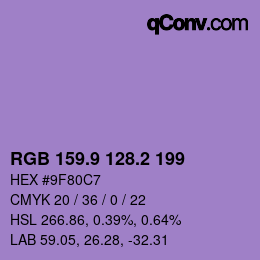 カラーコード: RGB 159.9 128.2 199 | qconv.com