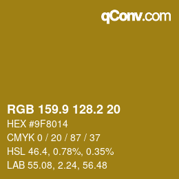 カラーコード: RGB 159.9 128.2 20 | qconv.com