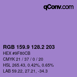 カラーコード: RGB 159.9 128.2 203 | qconv.com