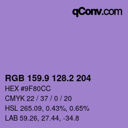 カラーコード: RGB 159.9 128.2 204 | qconv.com