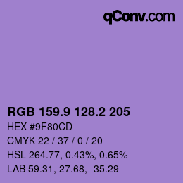 カラーコード: RGB 159.9 128.2 205 | qconv.com