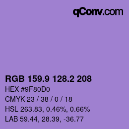 カラーコード: RGB 159.9 128.2 208 | qconv.com