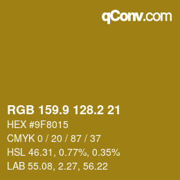 カラーコード: RGB 159.9 128.2 21 | qconv.com