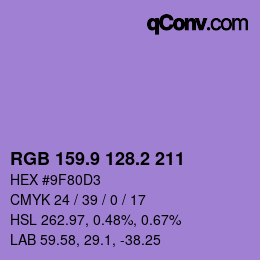 カラーコード: RGB 159.9 128.2 211 | qconv.com