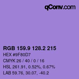 カラーコード: RGB 159.9 128.2 215 | qconv.com