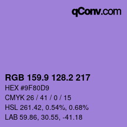 カラーコード: RGB 159.9 128.2 217 | qconv.com