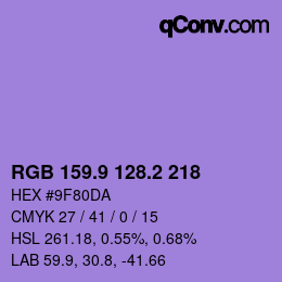 カラーコード: RGB 159.9 128.2 218 | qconv.com