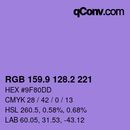 カラーコード: RGB 159.9 128.2 221 | qconv.com