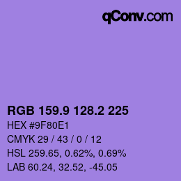 カラーコード: RGB 159.9 128.2 225 | qconv.com