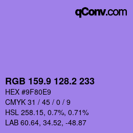 カラーコード: RGB 159.9 128.2 233 | qconv.com