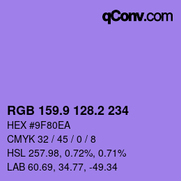 カラーコード: RGB 159.9 128.2 234 | qconv.com