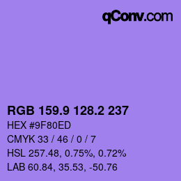 カラーコード: RGB 159.9 128.2 237 | qconv.com