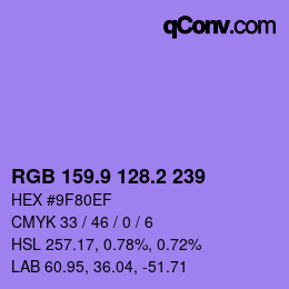 カラーコード: RGB 159.9 128.2 239 | qconv.com