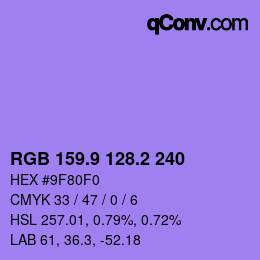 カラーコード: RGB 159.9 128.2 240 | qconv.com