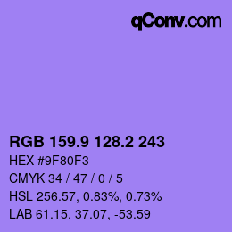 カラーコード: RGB 159.9 128.2 243 | qconv.com