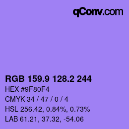 カラーコード: RGB 159.9 128.2 244 | qconv.com