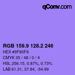 カラーコード: RGB 159.9 128.2 246 | qconv.com