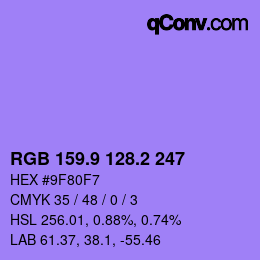カラーコード: RGB 159.9 128.2 247 | qconv.com
