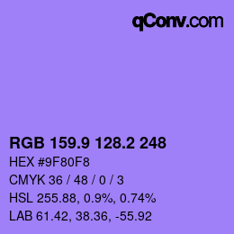 カラーコード: RGB 159.9 128.2 248 | qconv.com