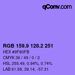 カラーコード: RGB 159.9 128.2 251 | qconv.com