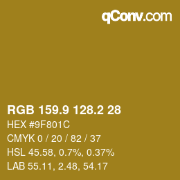 カラーコード: RGB 159.9 128.2 28 | qconv.com
