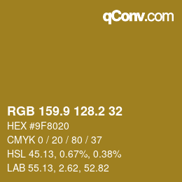 Color code: RGB 159.9 128.2 32 | qconv.com