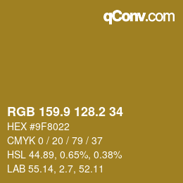 Color code: RGB 159.9 128.2 34 | qconv.com