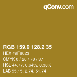 Color code: RGB 159.9 128.2 35 | qconv.com