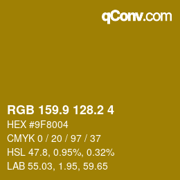 カラーコード: RGB 159.9 128.2 4 | qconv.com