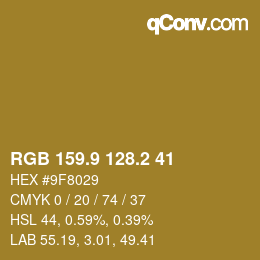 Color code: RGB 159.9 128.2 41 | qconv.com