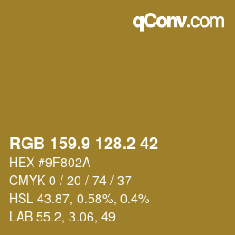 カラーコード: RGB 159.9 128.2 42 | qconv.com