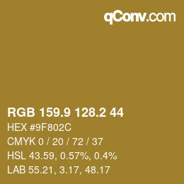 カラーコード: RGB 159.9 128.2 44 | qconv.com