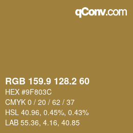 カラーコード: RGB 159.9 128.2 60 | qconv.com