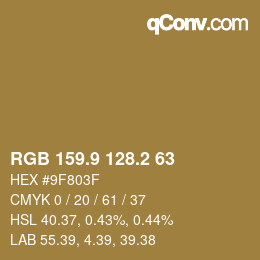 Color code: RGB 159.9 128.2 63 | qconv.com