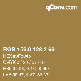 Color code: RGB 159.9 128.2 69 | qconv.com