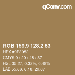 Color code: RGB 159.9 128.2 83 | qconv.com