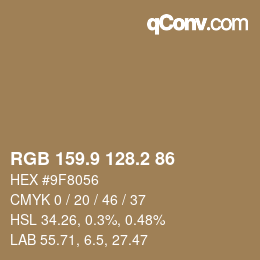 Color code: RGB 159.9 128.2 86 | qconv.com