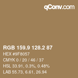 Color code: RGB 159.9 128.2 87 | qconv.com