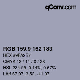 カラーコード: RGB 159.9 162 183 | qconv.com