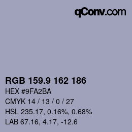 カラーコード: RGB 159.9 162 186 | qconv.com