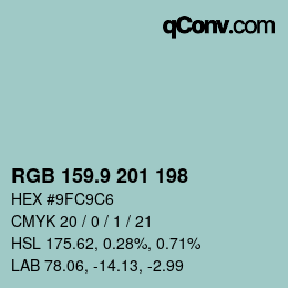 Color code: RGB 159.9 201 198 | qconv.com