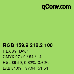 カラーコード: RGB 159.9 218.2 100 | qconv.com