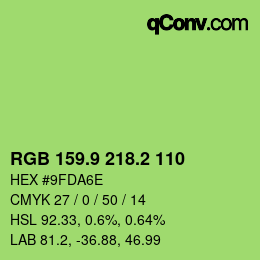 カラーコード: RGB 159.9 218.2 110 | qconv.com