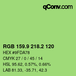 カラーコード: RGB 159.9 218.2 120 | qconv.com