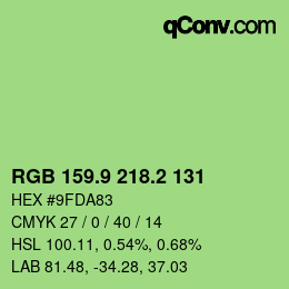 カラーコード: RGB 159.9 218.2 131 | qconv.com