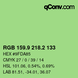 カラーコード: RGB 159.9 218.2 133 | qconv.com