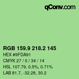 カラーコード: RGB 159.9 218.2 145 | qconv.com