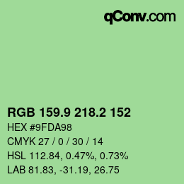 カラーコード: RGB 159.9 218.2 152 | qconv.com