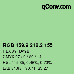 カラーコード: RGB 159.9 218.2 155 | qconv.com