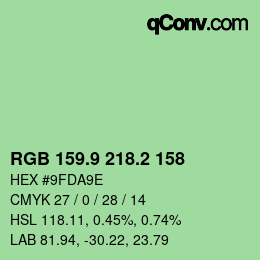 カラーコード: RGB 159.9 218.2 158 | qconv.com